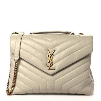 Saint Laurent Calfskin Y Quilted Monogram Medium Loulou Chain Satchel Blanc Vintage 1 of 10