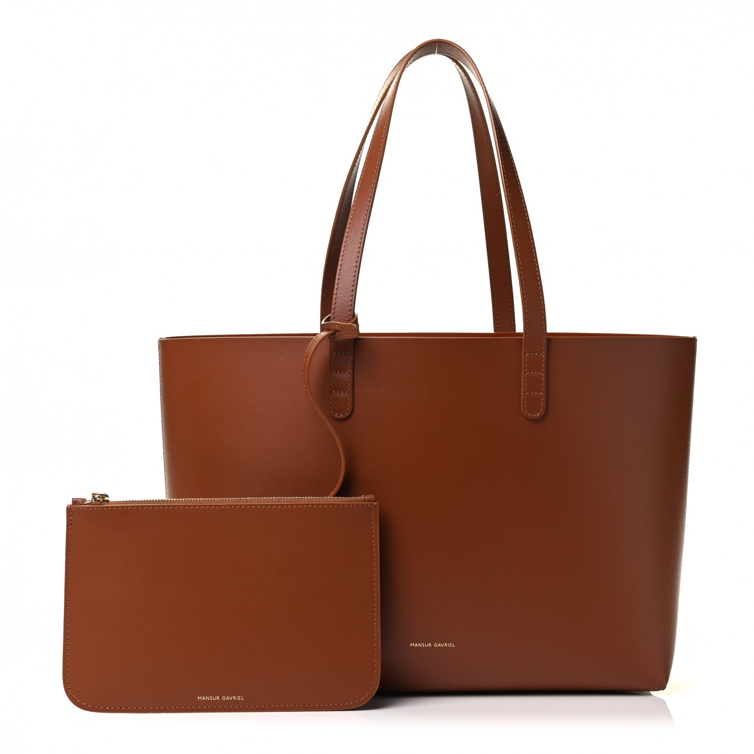 Mansur Gavriel Calfskin Small Shopping Tote Saddle 1 of 4