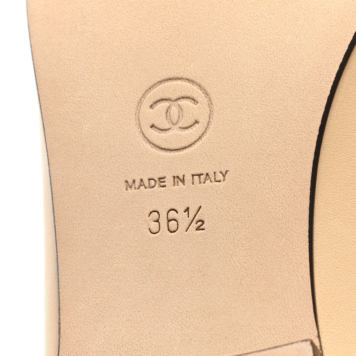 Chanel Lambskin Cap Toe CC Ballerina Flats 36.5 Beige Black 6 of 8