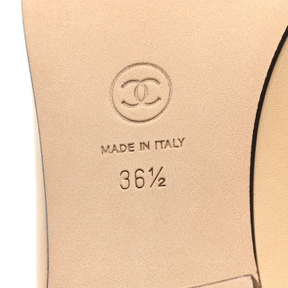 Chanel Lambskin Cap Toe CC Ballerina Flats 36.5 Beige Black 6 of 8