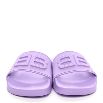 Balenciaga Rubber Womens BB Pool Slide Sandals 35 Lilac 2 of 9