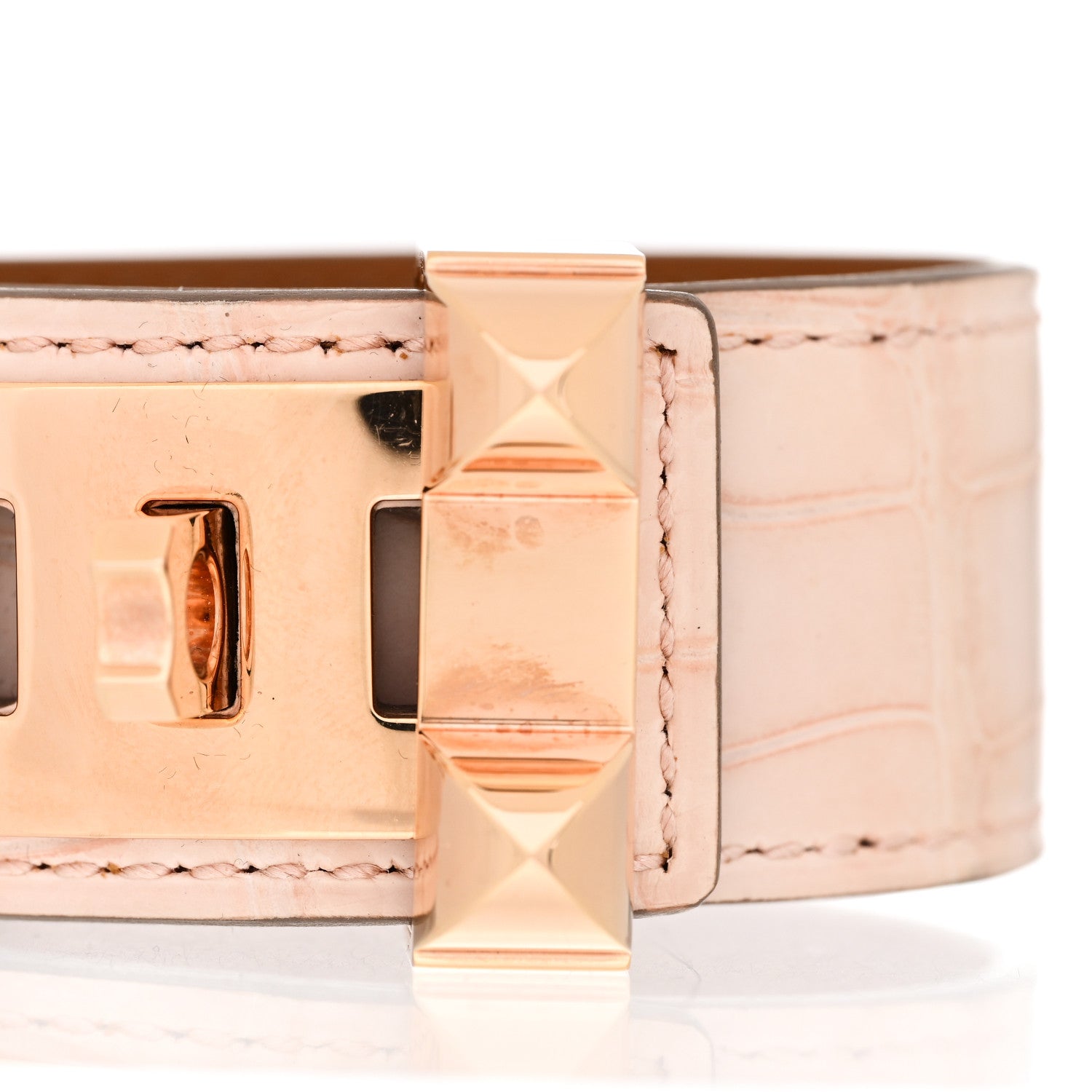 Hermes Matte Alligator Collier de Chien CDC 24 Bracelet T2 Rose Pale 6 of 7