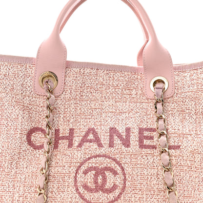 Chanel Lurex Boucle Deauville Medium Tote Pink 8 of 13