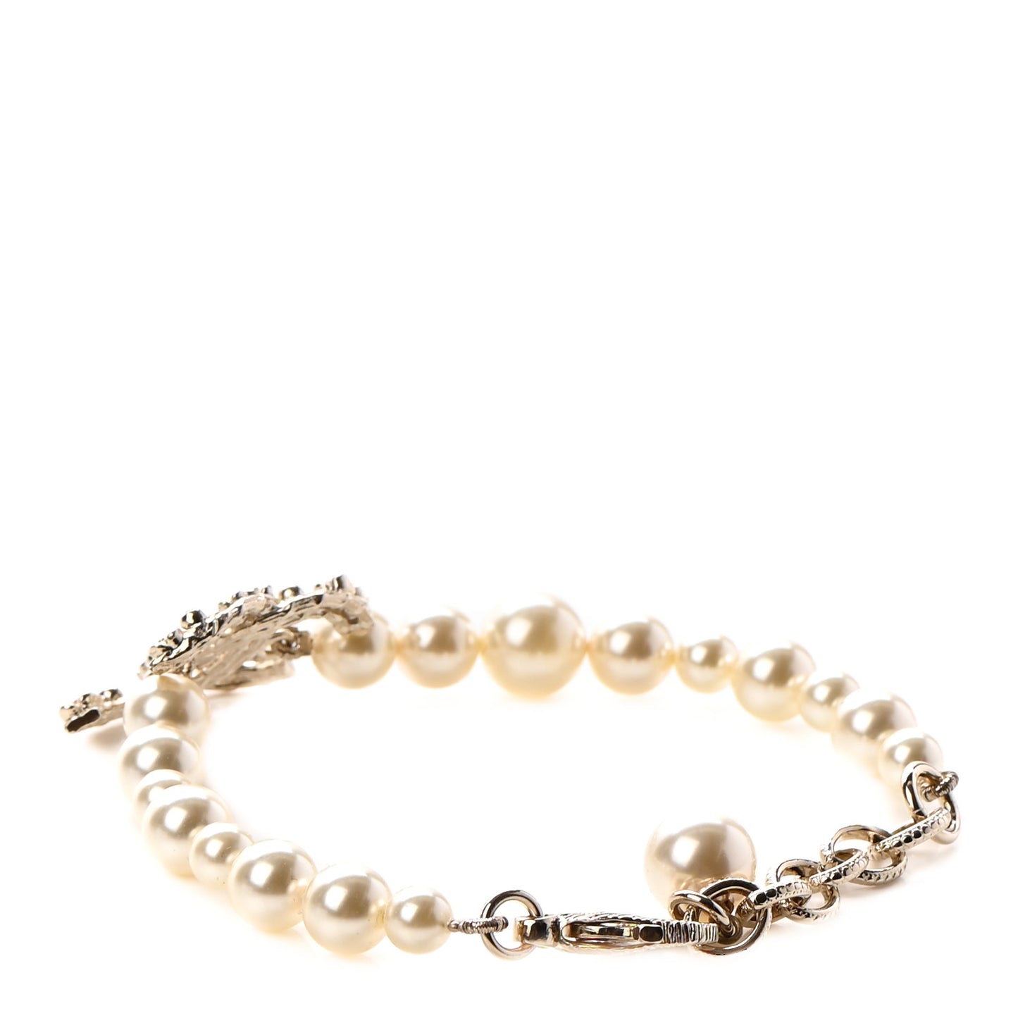 Pearl Crystal CC Bracelet Gold