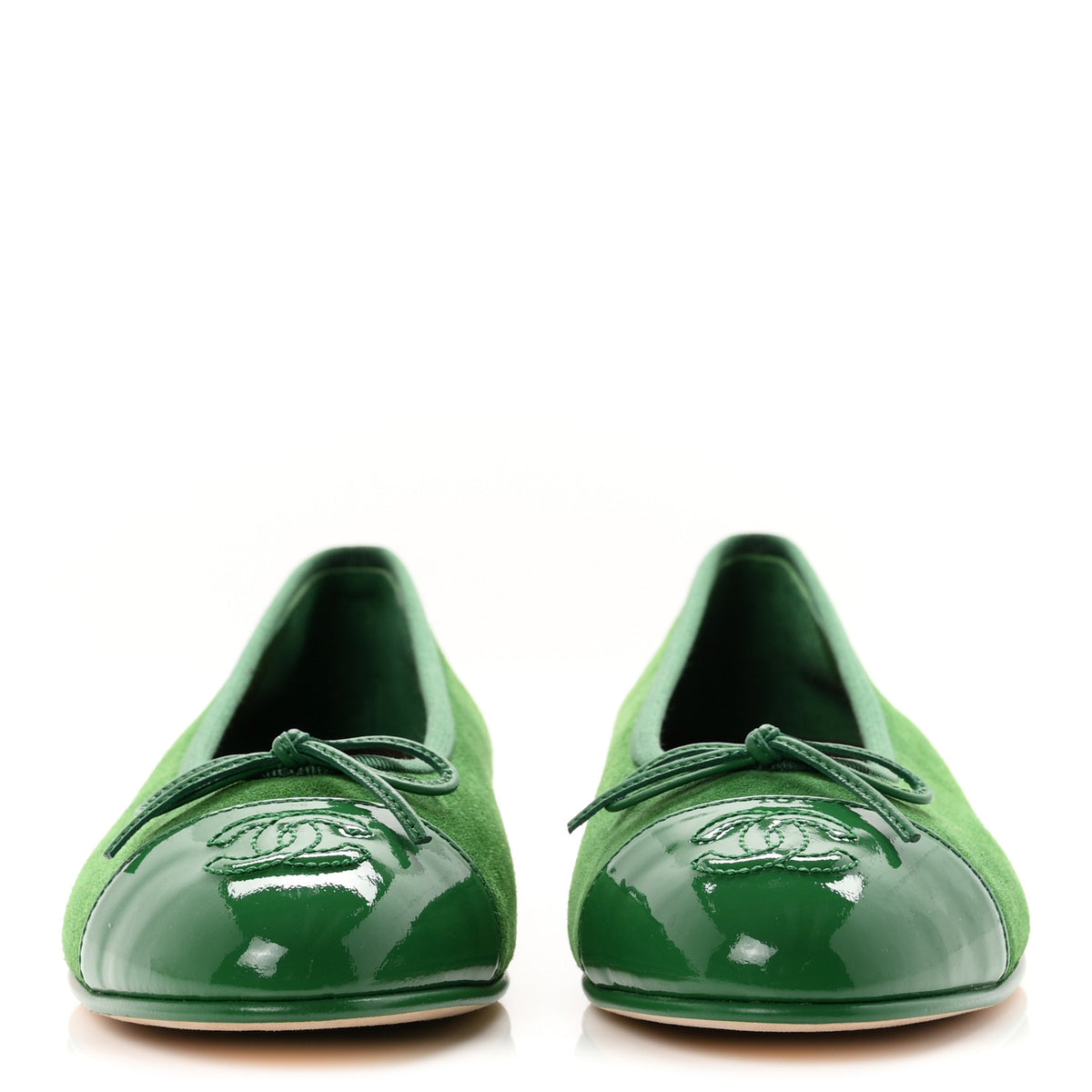 Suede Patent Cap Toe CC Ballerina Flats 37.5 Green