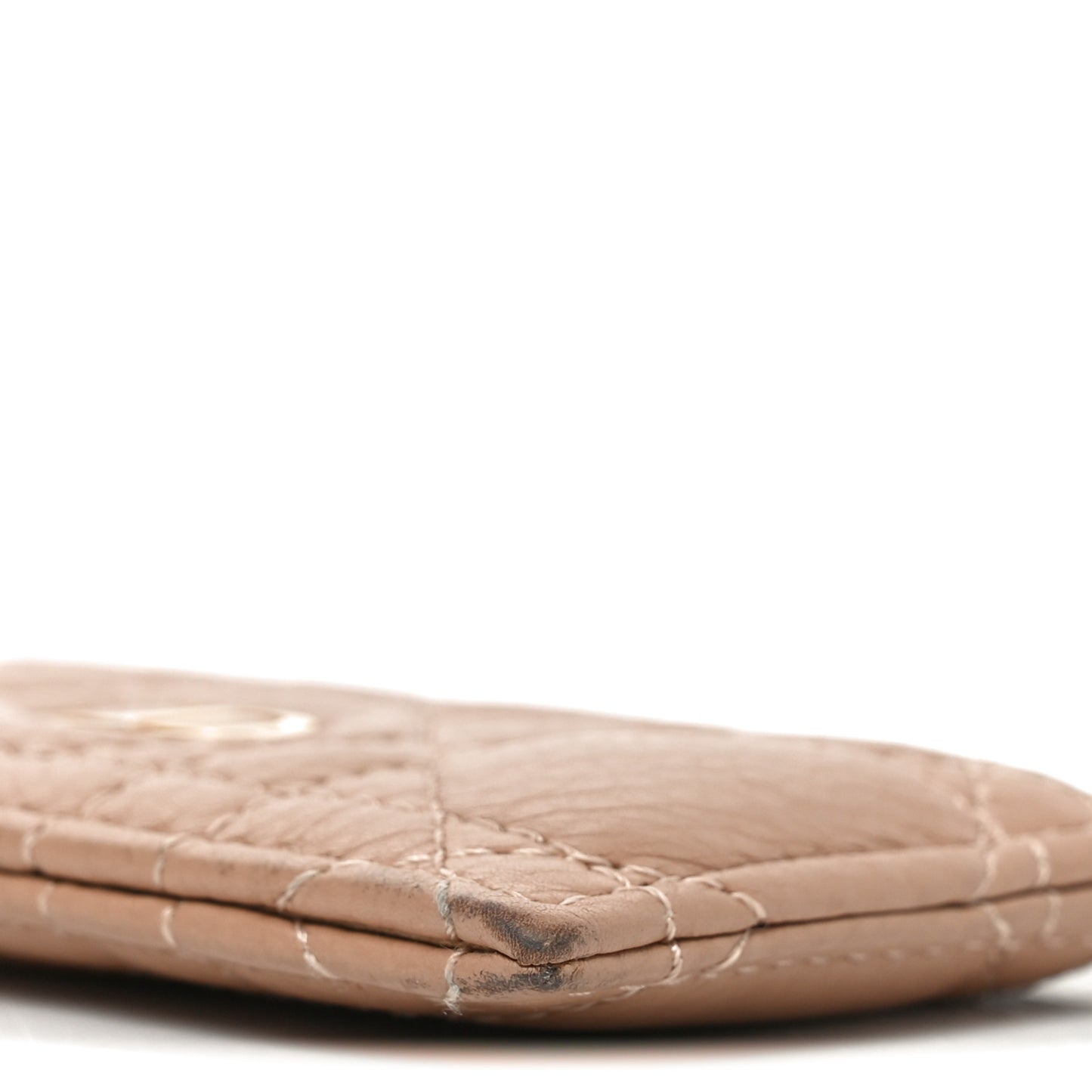 Supple Calfskin Cannage Caro Freesia Card Holder Rose De Vents