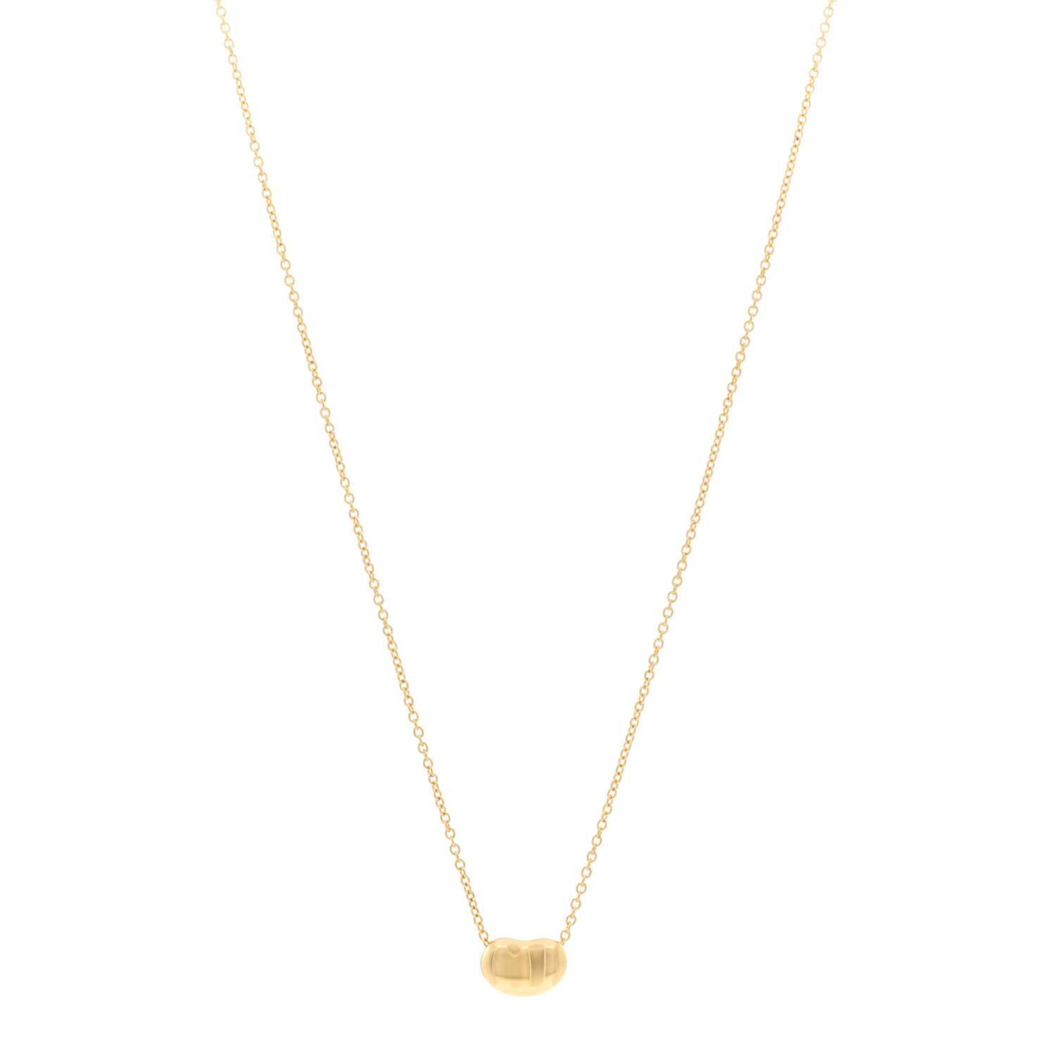 Tiffany 18K Yellow Gold 9mm Elsa Peretti Bean Pendant Necklace 1 of 4
