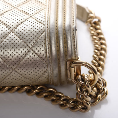 Chanel Lambskin Perforated Quilted New Medium Boy Flap Gold 13 of 22