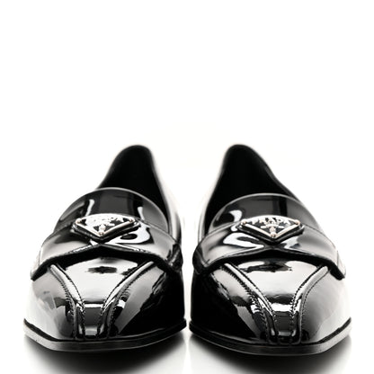 Prada Vernice Triangle Pointed Toe 25mm Loafers 37.5 Black 2 of 8