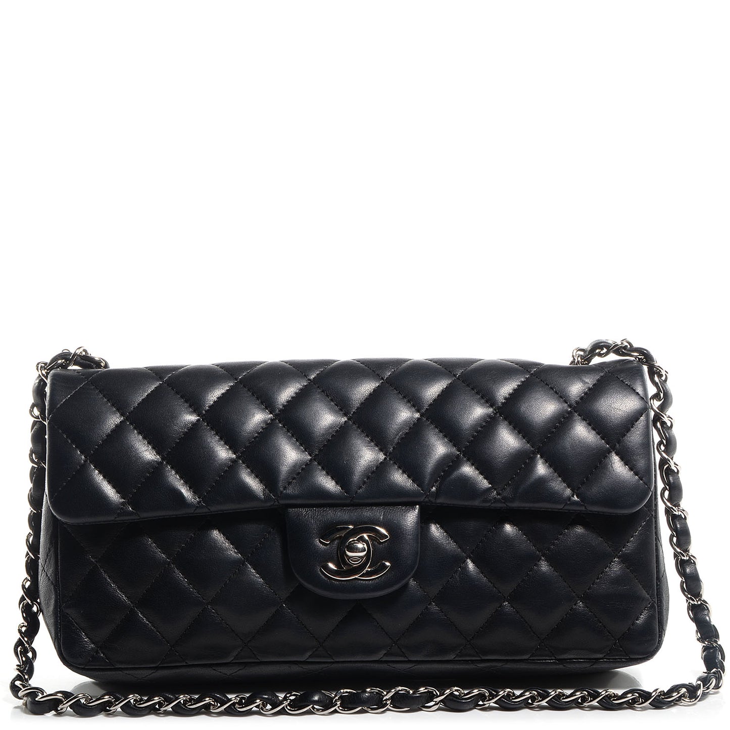Lambskin Quilted East West Flap Black