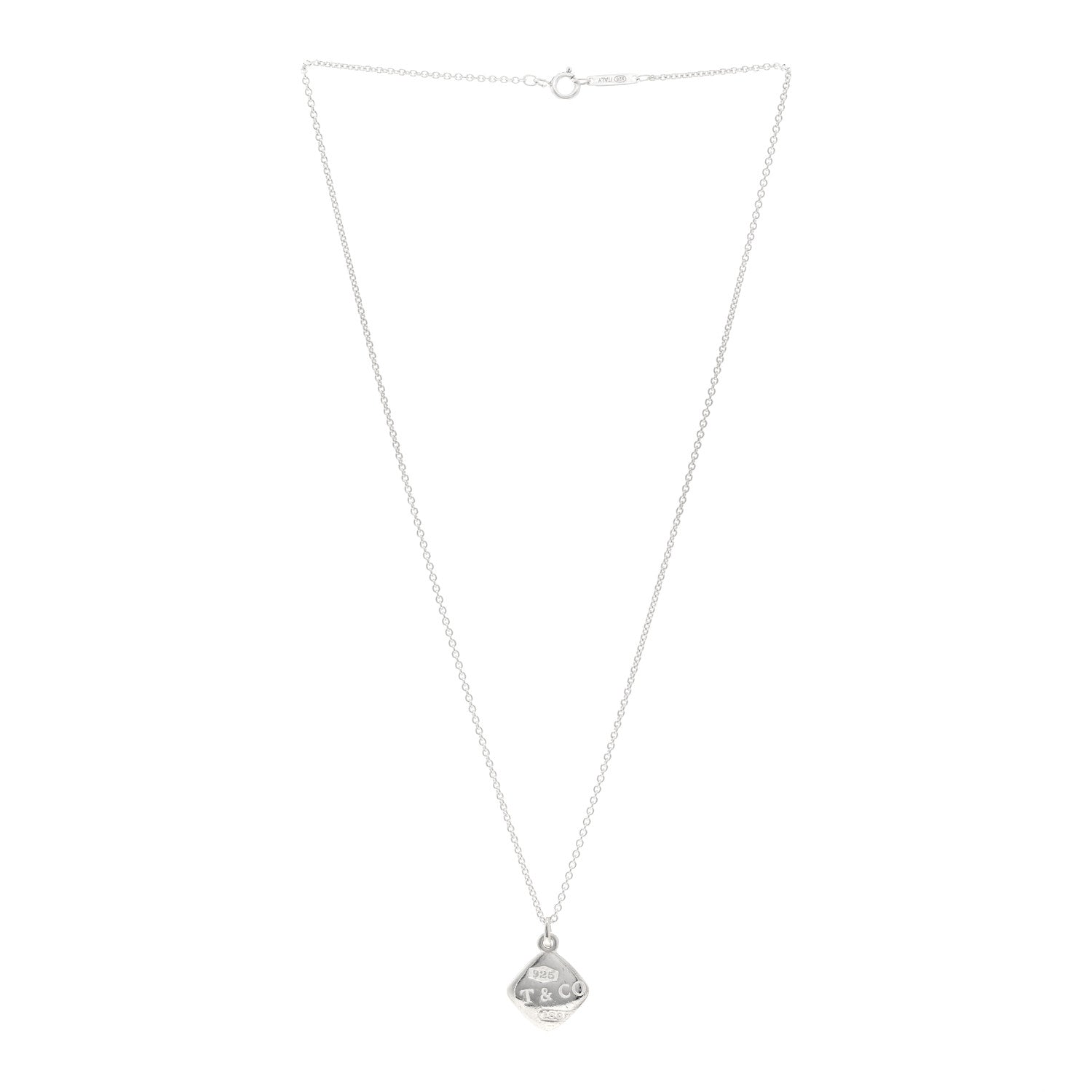 Tiffany Sterling Silver 1837 Square Pendant Necklace 3 of 4