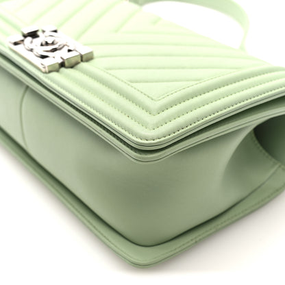 Chanel Calfskin Chevron Quilted Medium Boy Flap Light Green 9 of 9