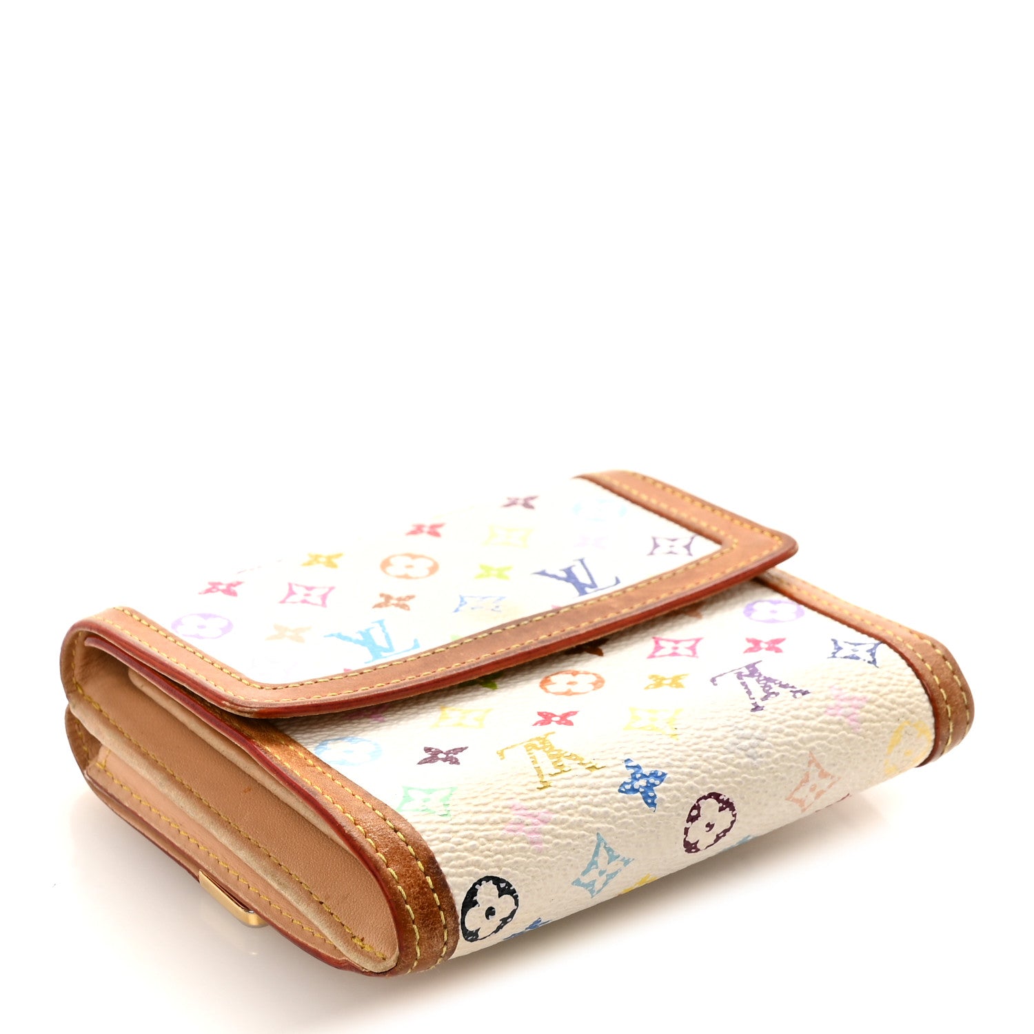 Louis Vuitton Monogram Multicolor Porte-Monnaie Billets Wallet White 4 of 6