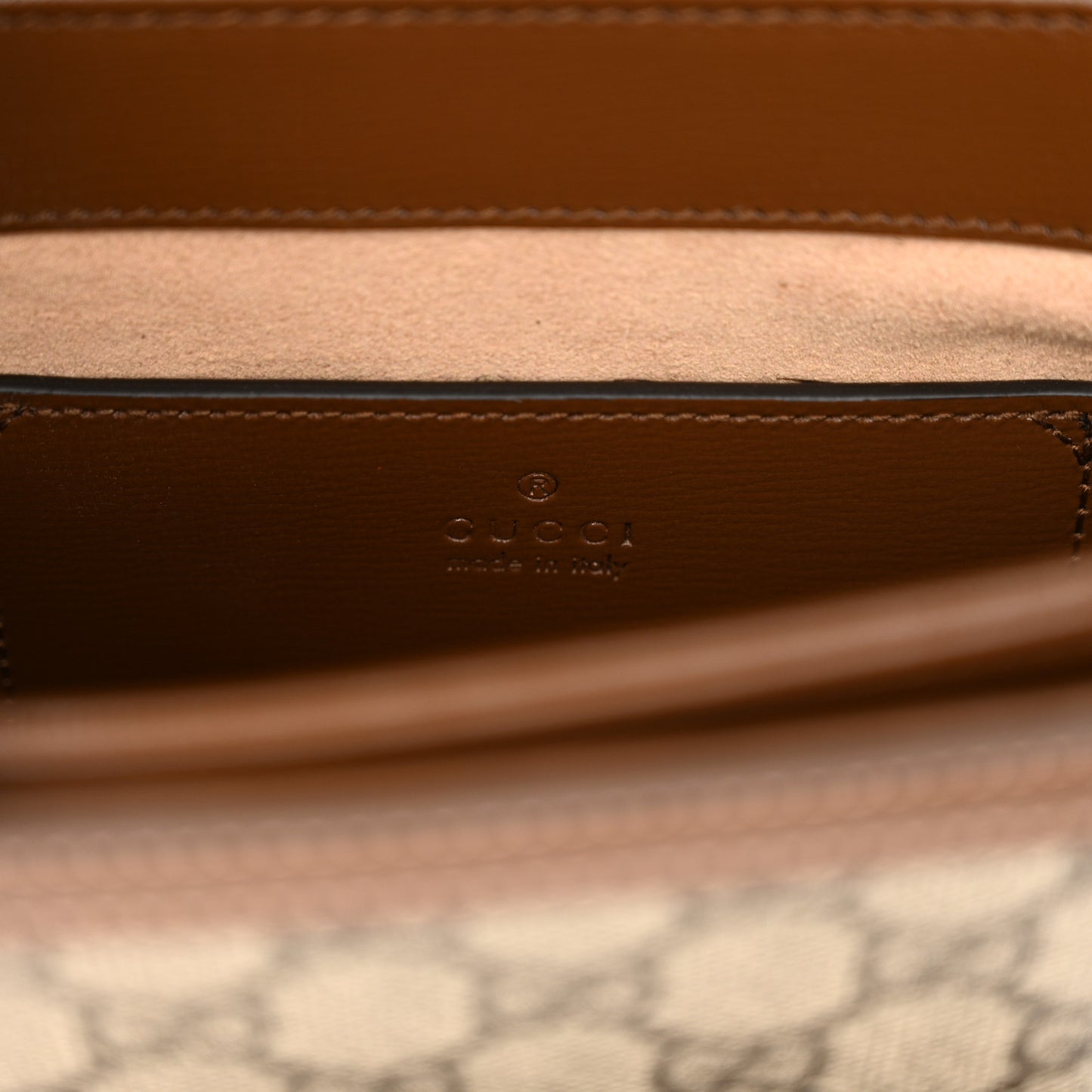 GG Supreme Monogram Mini Horsebit 1955 Rounded Shoulder Bag Beige Brown Sugar