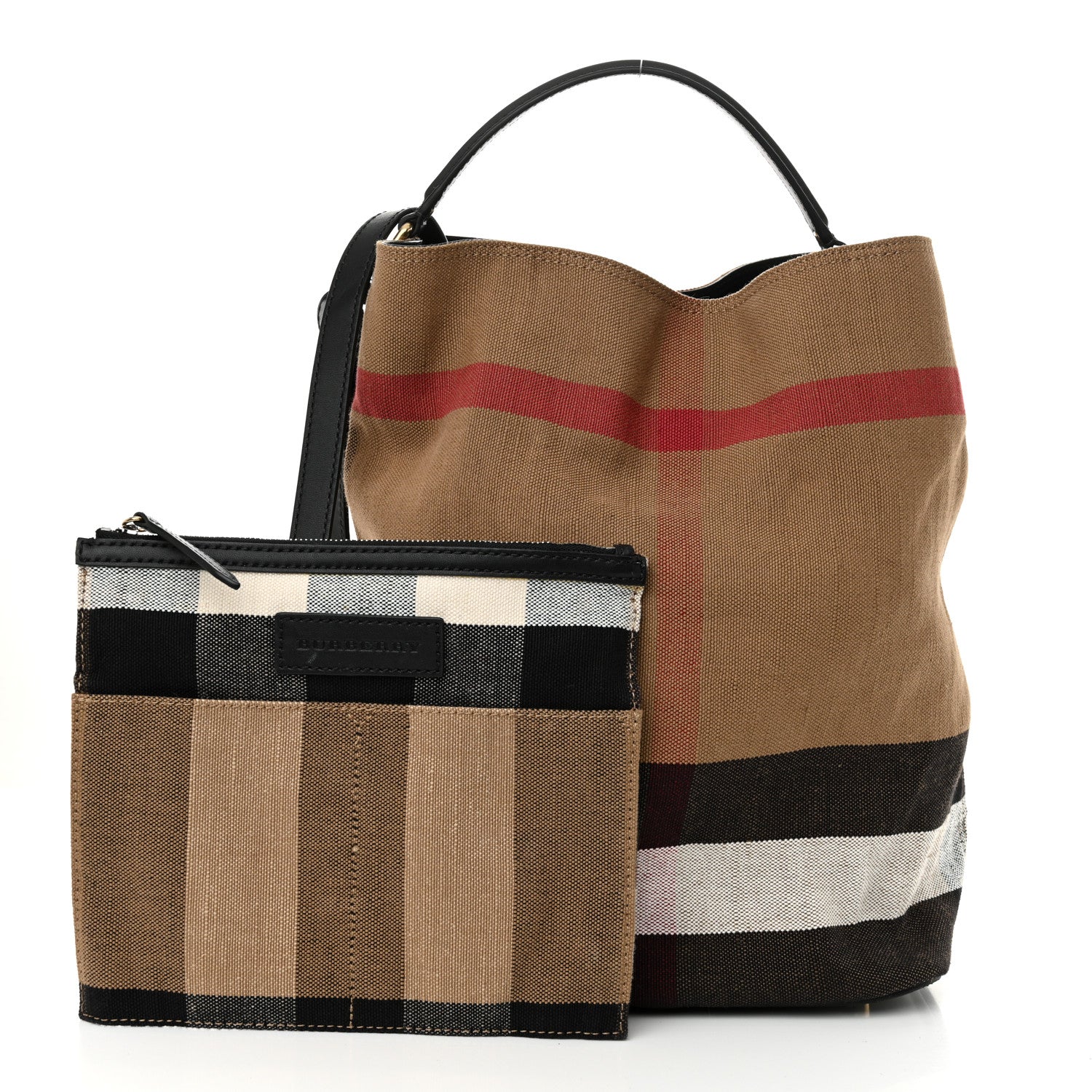 Burberry Canvas Mega Check Medium Ashby Hobo Black 3 of 10