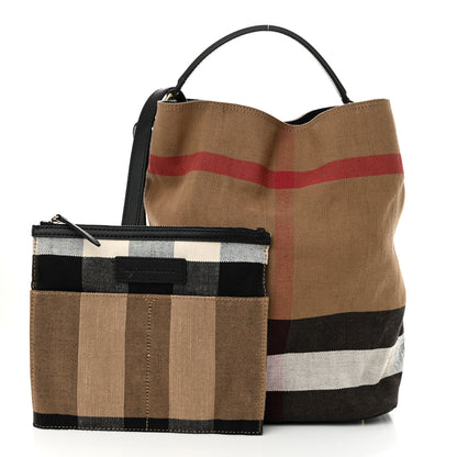 Burberry Canvas Mega Check Medium Ashby Hobo Black 3 of 10