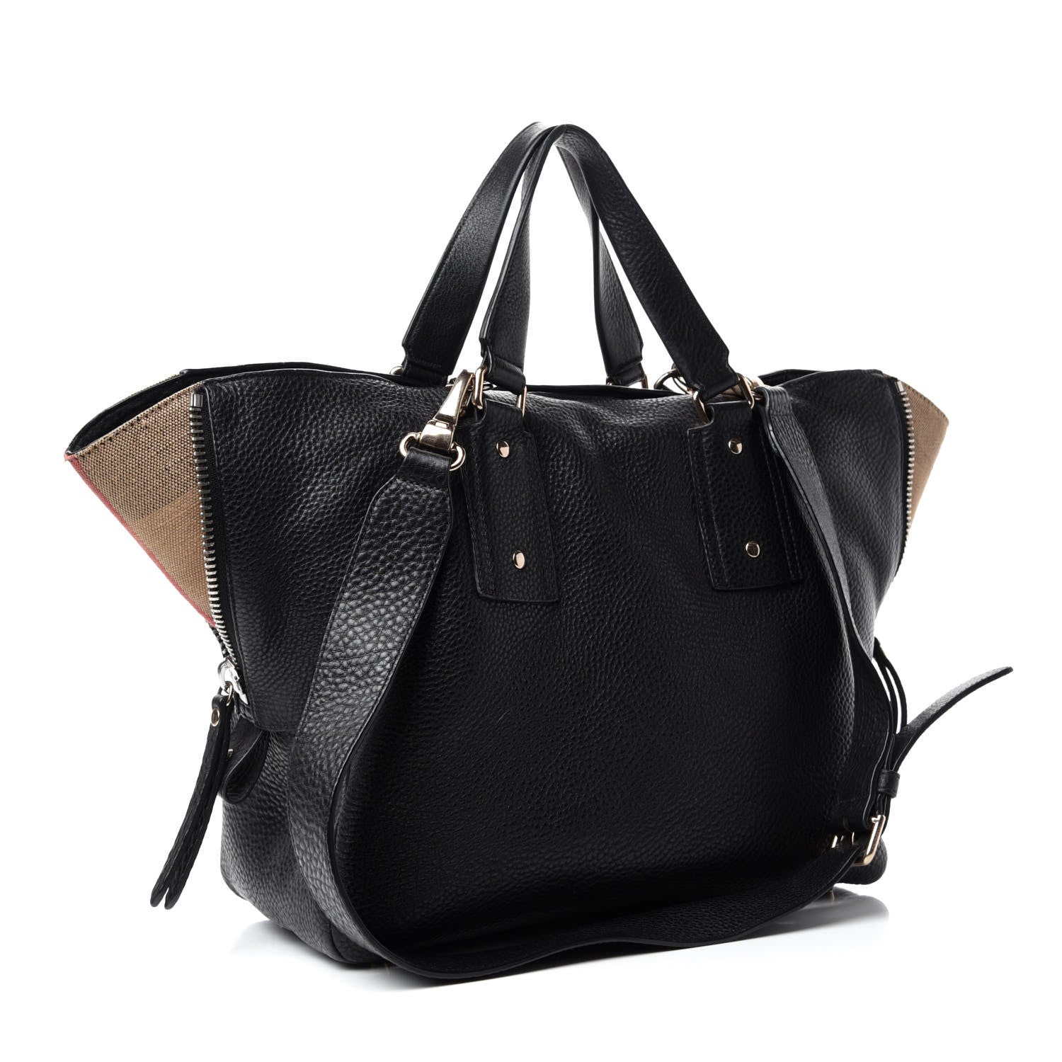 Burberry Grainy Calfskin House Check Tote Black 3 of 13