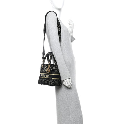 Christian Dior Toile de Jouy Embroidered Medium Lady D-Lite Black 2 of 9