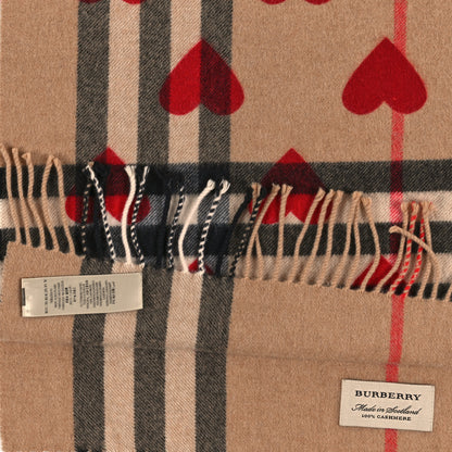 Burberry Cashmere Giant Heart Fringe Scarf Camel 3 of 3
