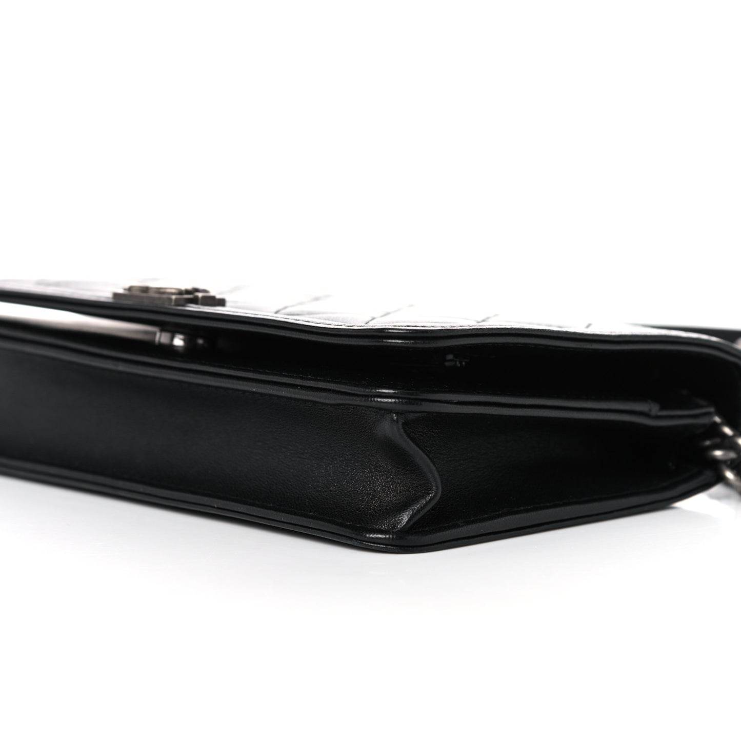 Lambskin Quilted Boy Wallet On Chain WOC Black