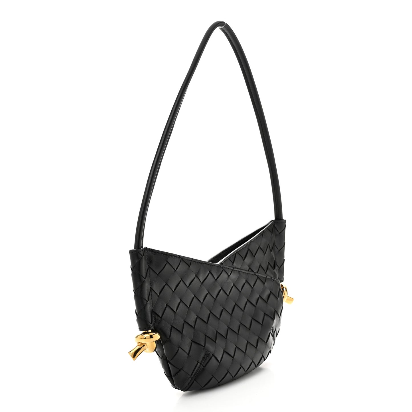 Nappa Intrecciato Mini Solstice Shoulder Bag Black