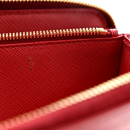 Prada Saffiano Metal Zip Around Wallet Fuoco 8 of 11