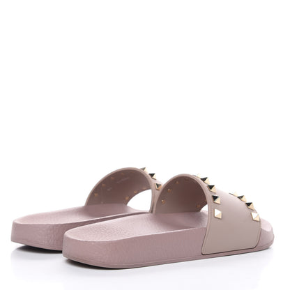 Valentino Garavani Rubber Rockstud Slide Sandals 36 Poudre 4 of 9