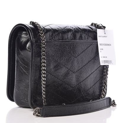 Saint Laurent Crinkled Calfskin Matelasse Monogram Niki Chain Wallet Black 3 of 8