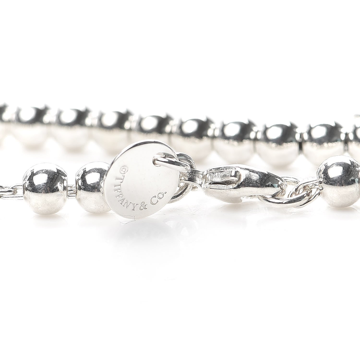 Tiffany Sterling Silver 4mm Bow Bead Bracelet 5 of 6