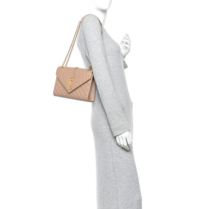 Saint Laurent Grain De Poudre Textured Mixed Matelasse Medium Triquilt Monogram Satchel Dark Beige 2 of 12