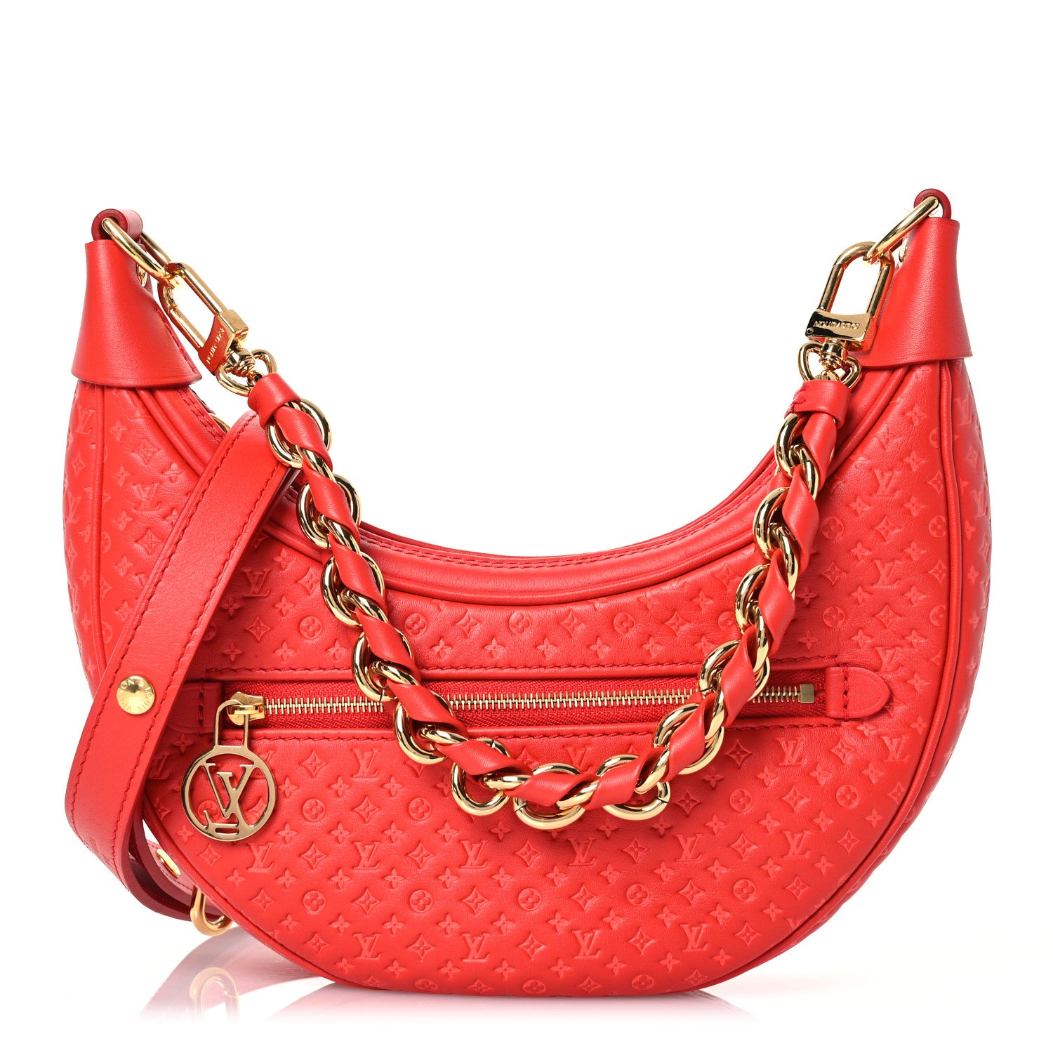 Louis Vuitton Calfskin Nanogram Embossed Loop PM Rouge 1 of 13