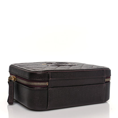 Chanel Iridescent Caviar Quilted Medium CC Filigree Vanity Case Burgundy 3 of 9