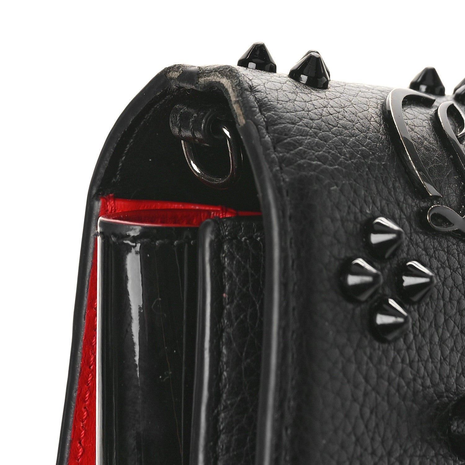 Christian Louboutin Calfskin Spikes Loubinthesky Paloma Clutch Black 8 of 15