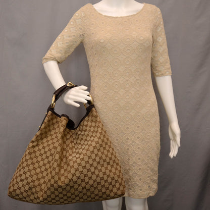 Gucci Monogram Large Horsebit Chain Hobo Ebony 2 of 12
