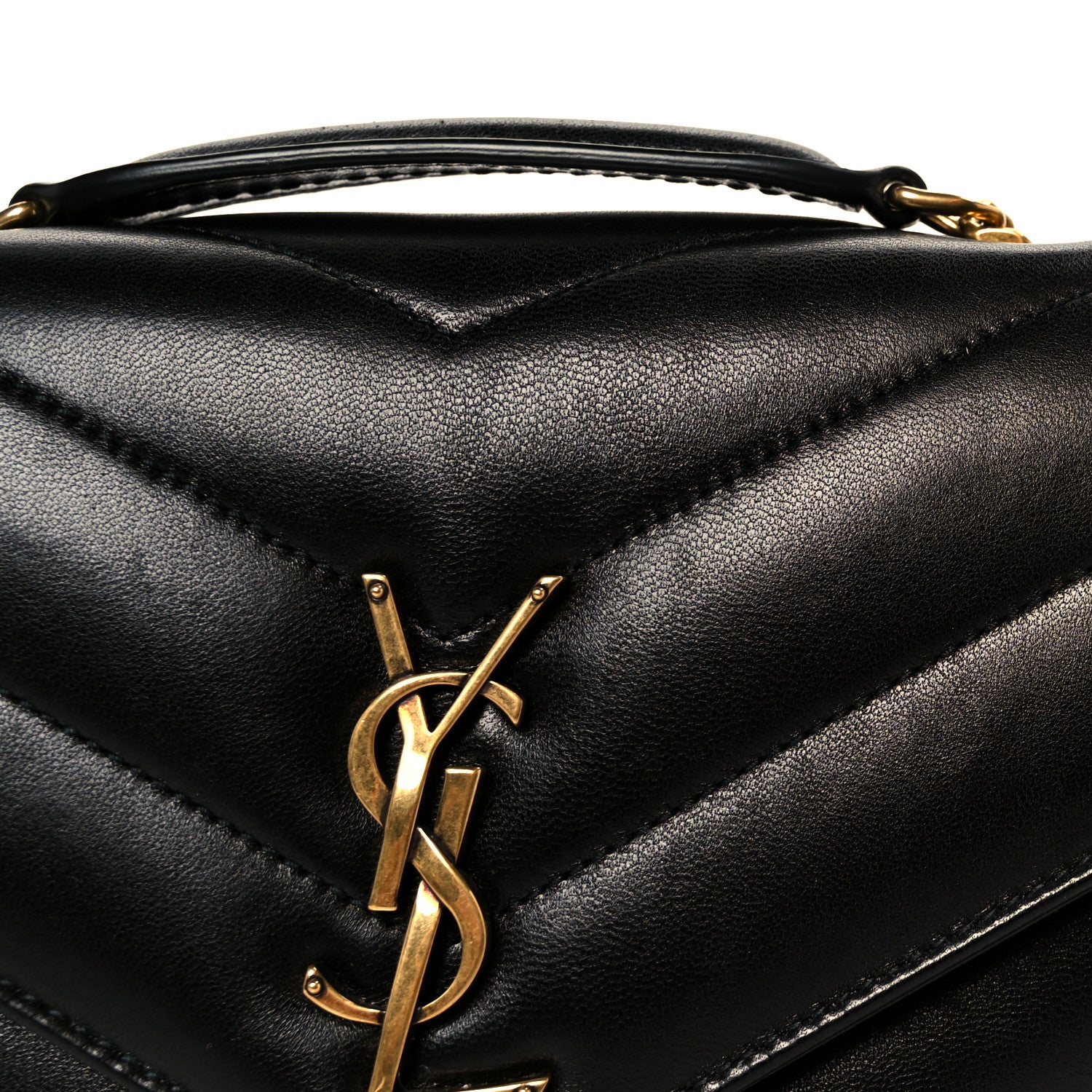Saint Laurent Lambskin Chevron Quilted Small Loulou Black 13 of 15