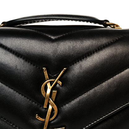 Saint Laurent Lambskin Chevron Quilted Small Loulou Black 13 of 15