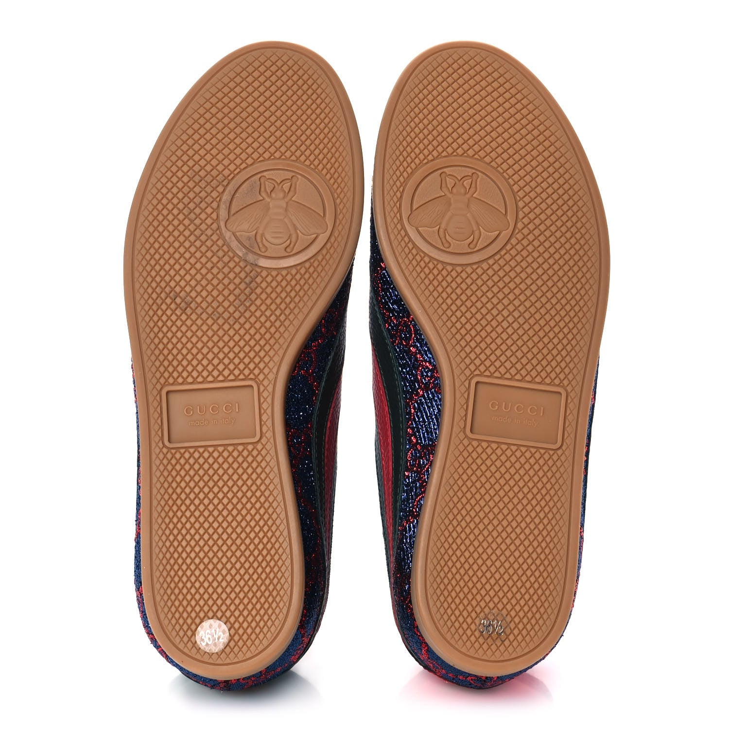 Gucci Lurex Calfskin Web GG Monogram Womens Falacer Sneakers 36.5 Iridescent Blue Iridescent Red Silver 5 of 11