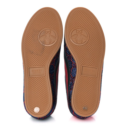 Gucci Lurex Calfskin Web GG Monogram Womens Falacer Sneakers 36.5 Iridescent Blue Iridescent Red Silver 5 of 11