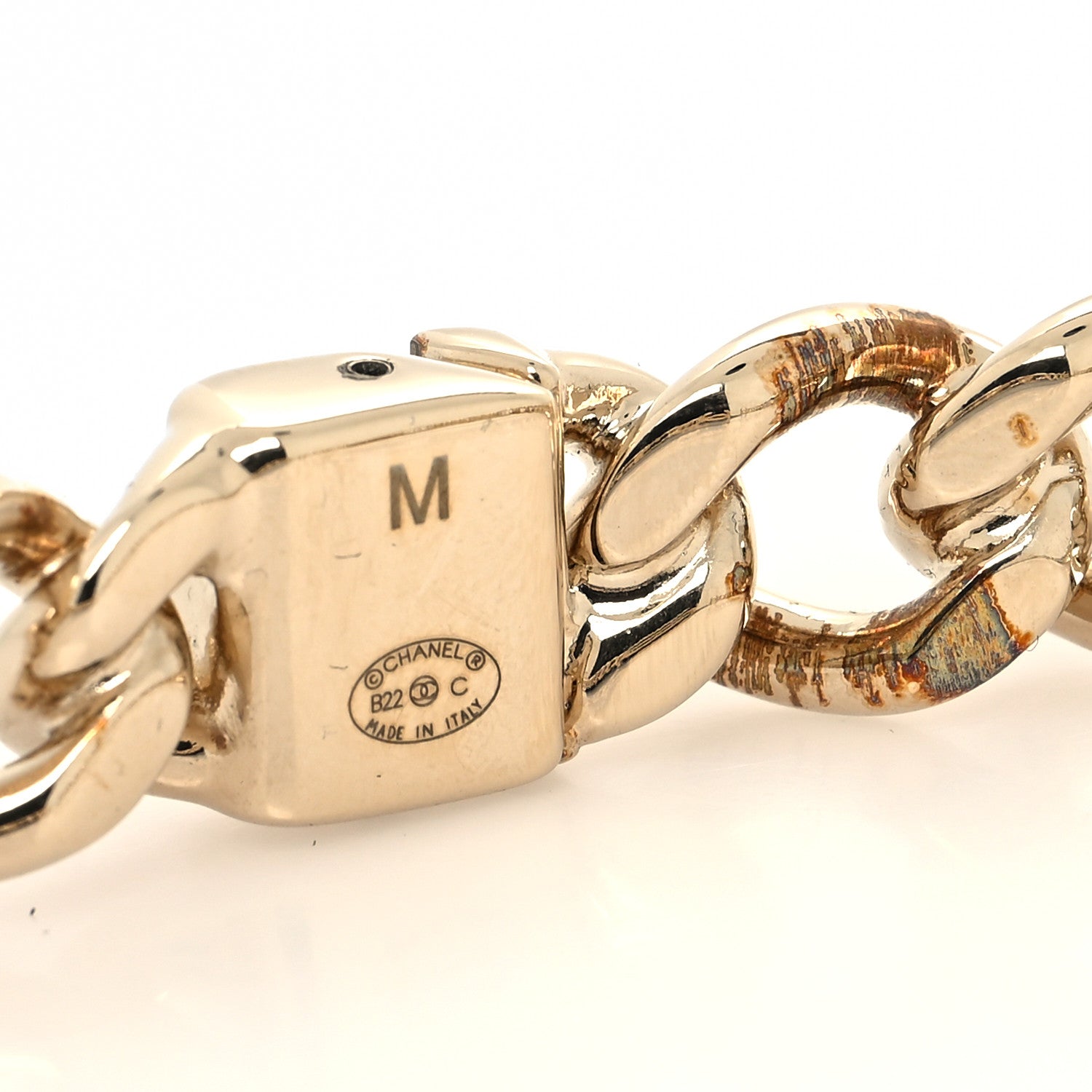 Chanel Metal CC Chain Link Choker Necklace M Gold 5 of 5