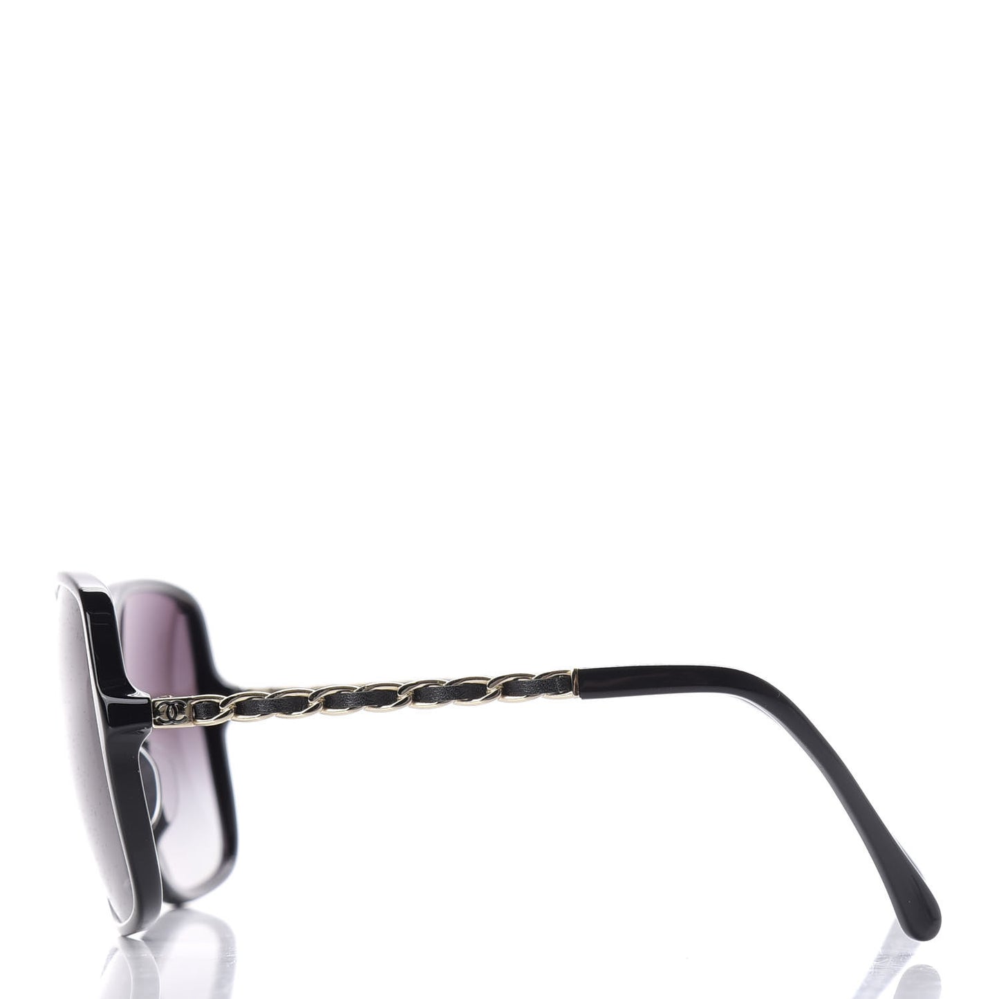 Lambskin Square Chain Sunglasses 5210-Q Black