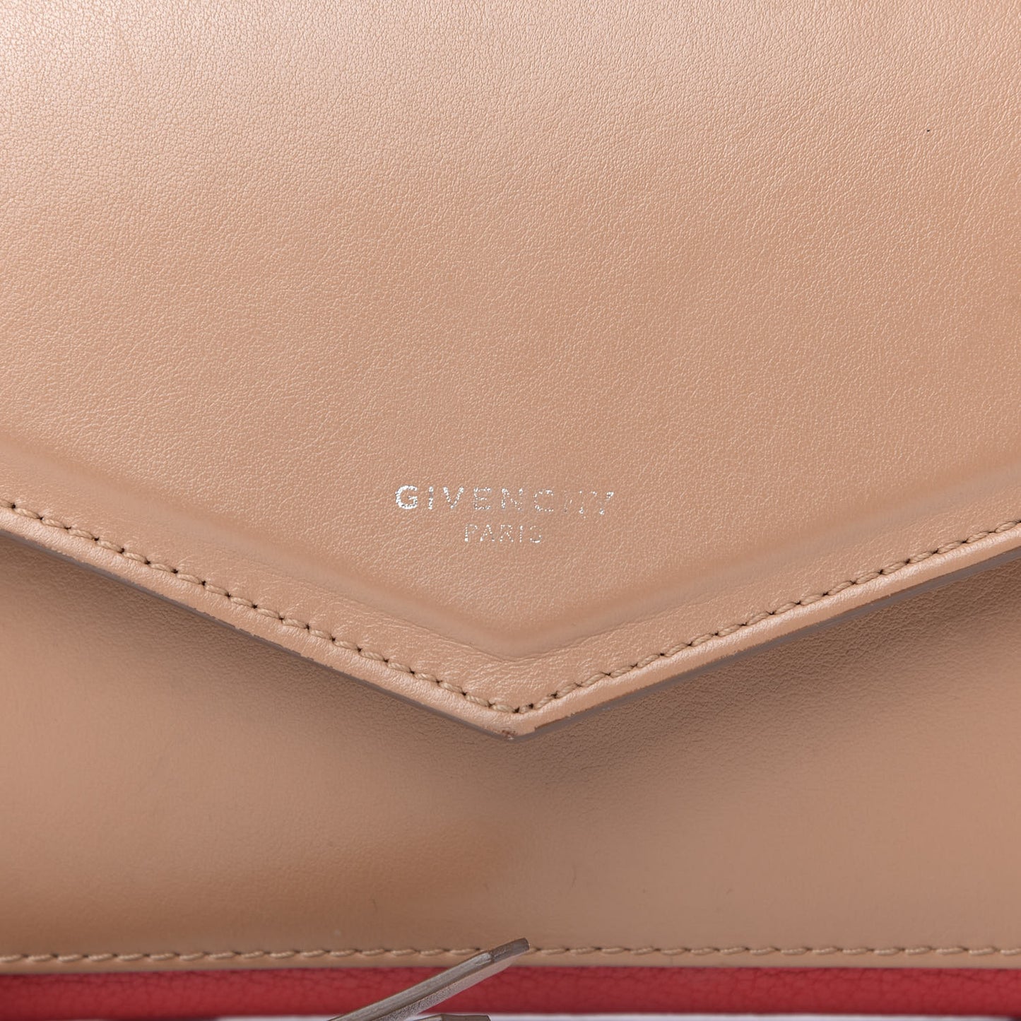 Calfskin Duetto Crossbody Beige Red