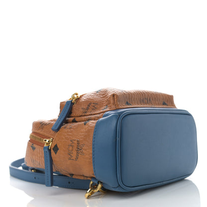 MCM Visetos X-Mini Stark Backpack Cognac Blue 4 of 12