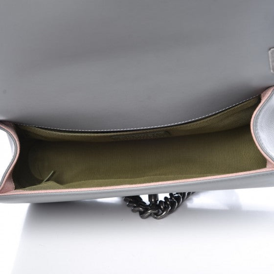 Calfskin Quilted Medium Boy Flap Grey