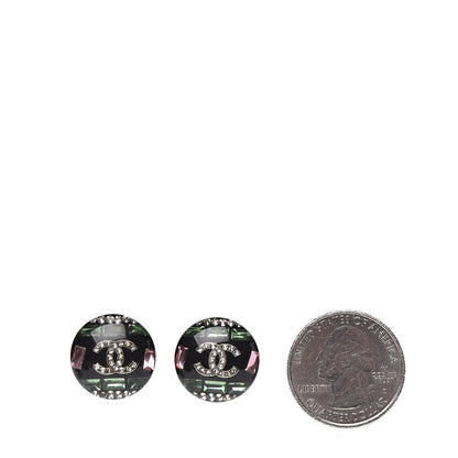Chanel Resin Crystal CC Earrings Black Multicolor 2 of 5