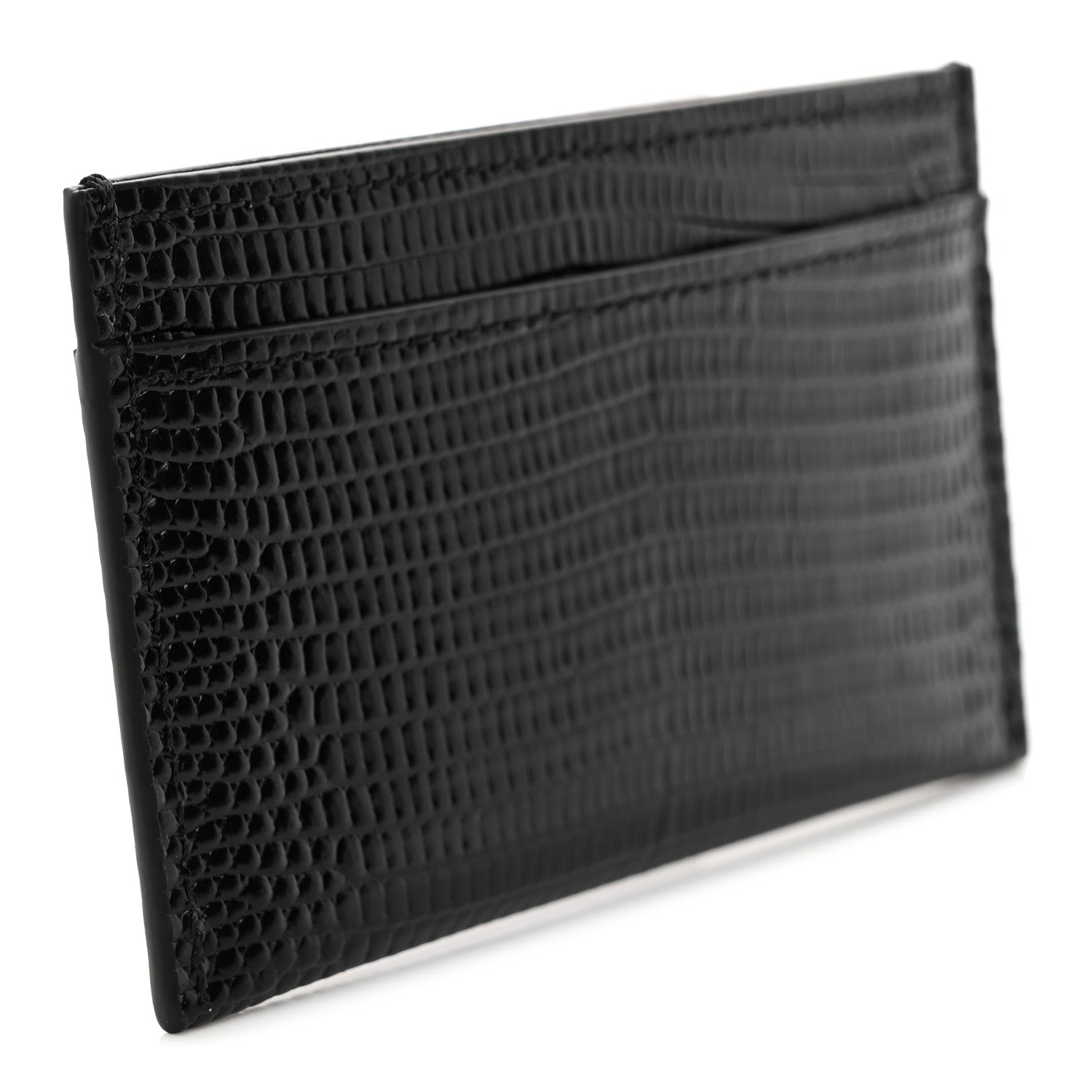 Chanel Calfskin Lizard Embossed Card Holder Black 3 of 8