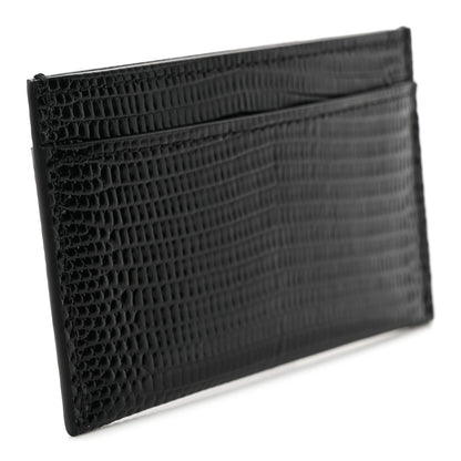 Chanel Calfskin Lizard Embossed Card Holder Black 3 of 8