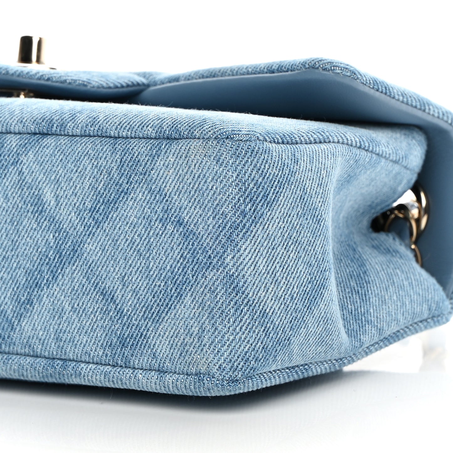 Denim Quilt Print Mini Rectangular Flap Light Blue