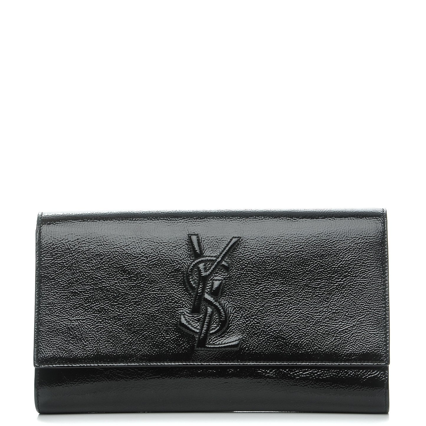 Textured Patent Monogram Large Belle De Jour Clutch Black
