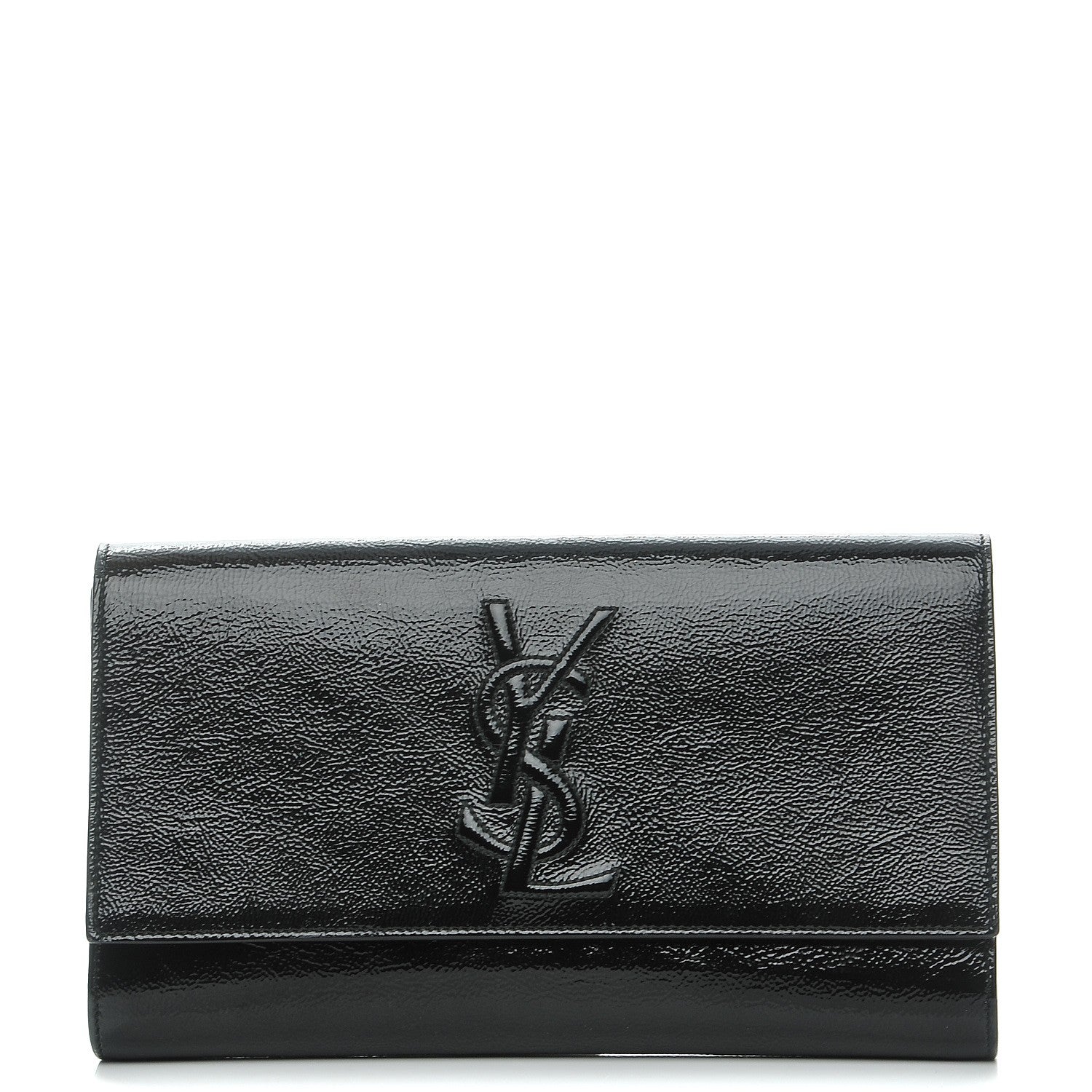Saint Laurent Textured Patent Monogram Large Belle De Jour Clutch Black 1 of 7