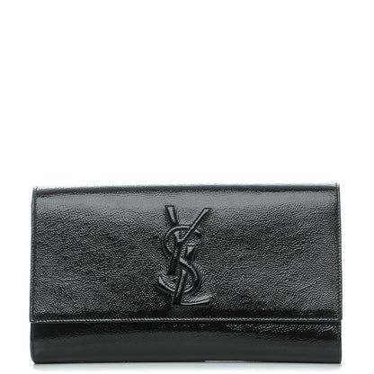 Saint Laurent Textured Patent Monogram Large Belle De Jour Clutch Black 1 of 7